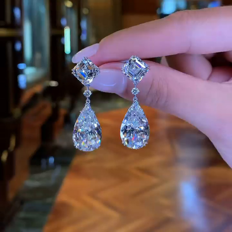 11ct Pear Cut White Diamonds Drop Earrings