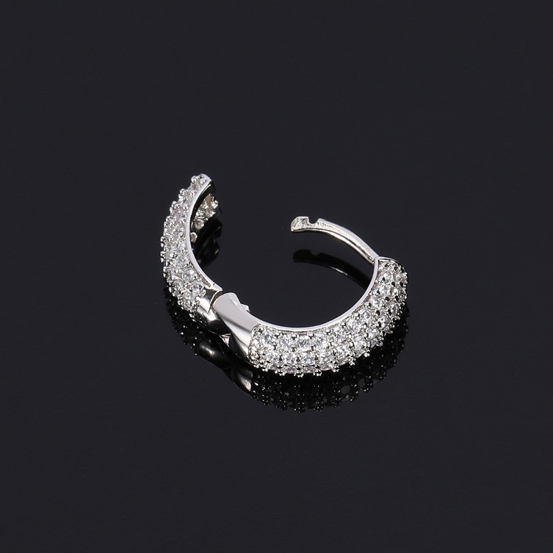 Hip Hop Hoop Style Round Earrings Micropavé Full Zirconia Studs