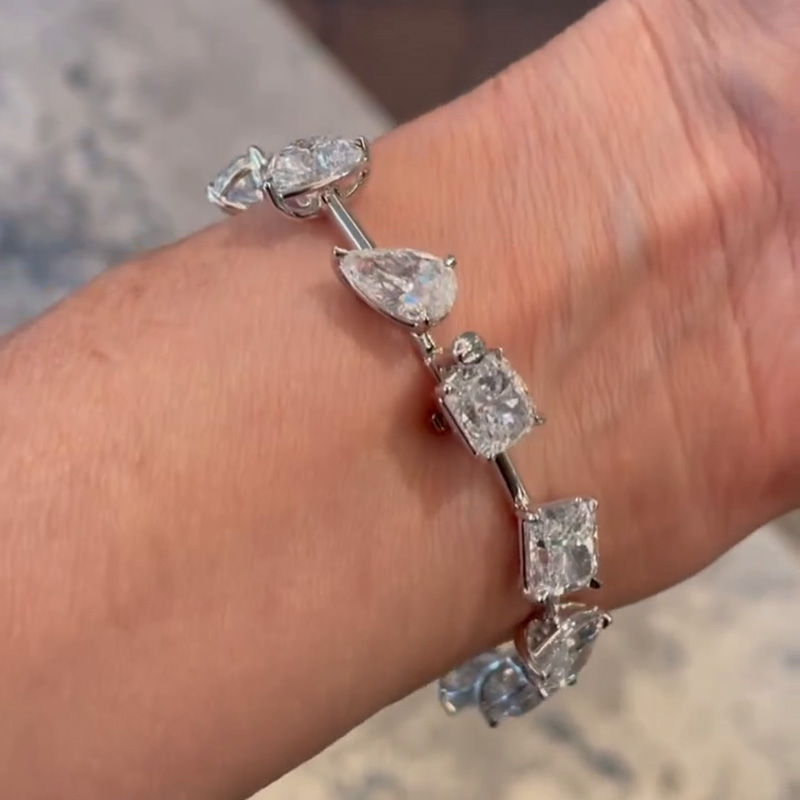 17ctw Multi-Cut White Sapphire Handmade Bracelet