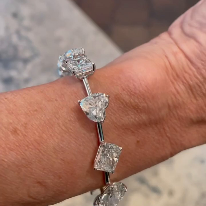 17ctw Multi-Cut White Sapphire Handmade Bracelet