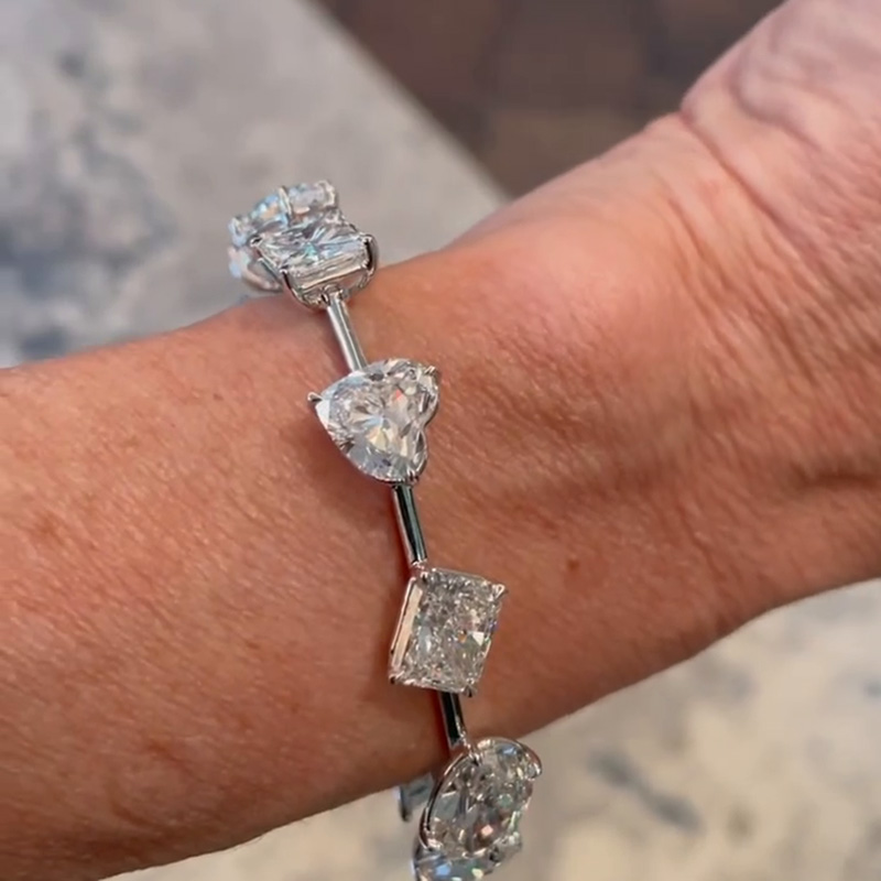 17ctw Multi-Cut White Sapphire Handmade Bracelet