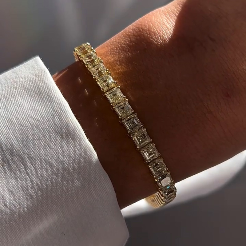 20ctw Asscher Cut Intense Yellow Sapphire Tennis Bracelet