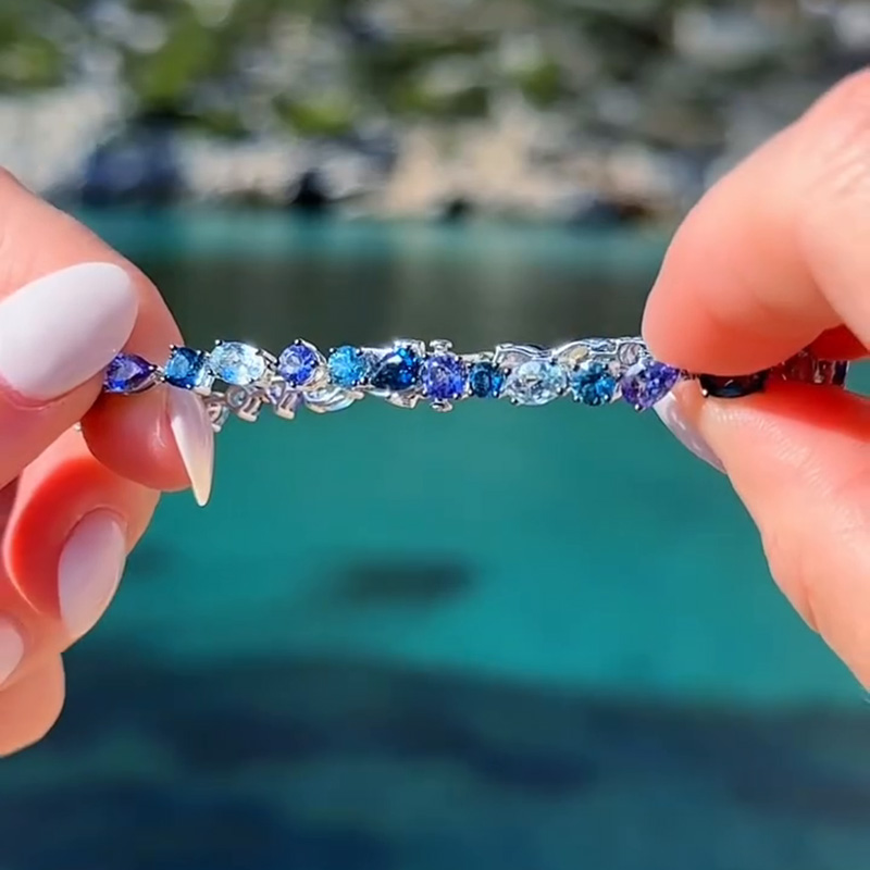 10.5ctw Multi-Cut Sea Wave Handmade Bracelet