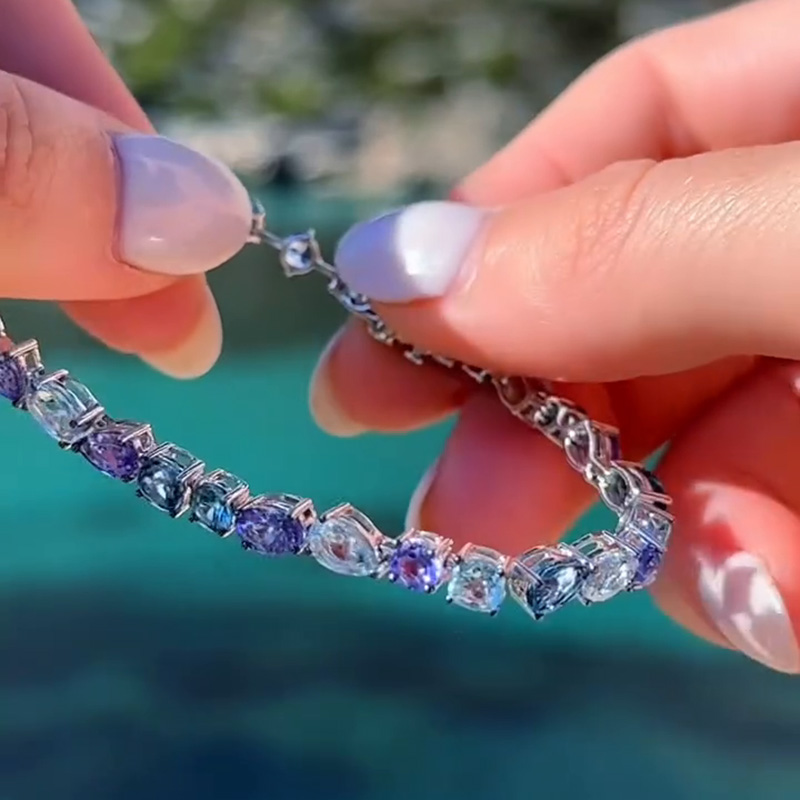 10.5ctw Multi-Cut Sea Wave Handmade Bracelet