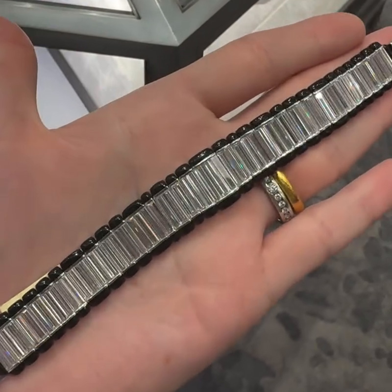 29ctw Baguette Cut White Sapphire Fashion Men's Bracelet