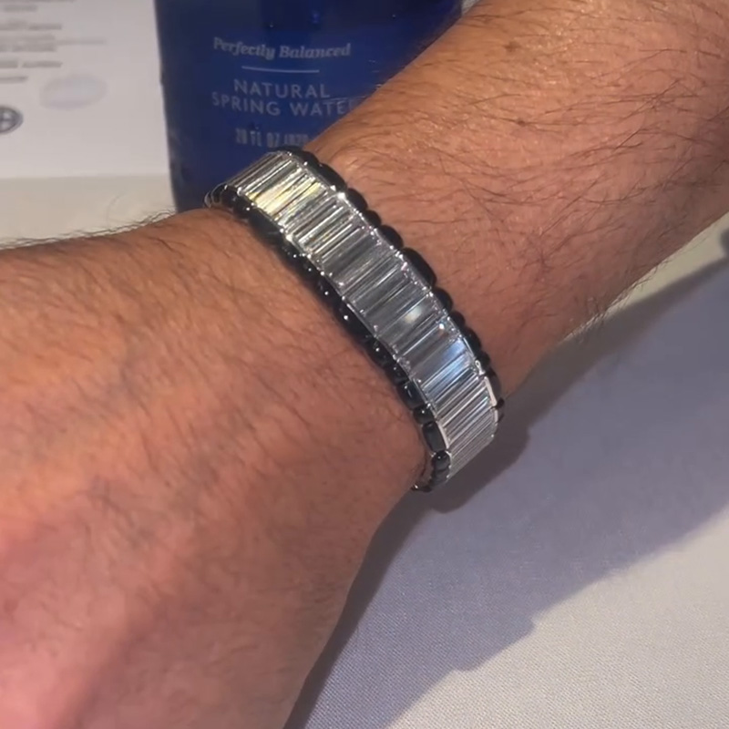 29ctw Baguette Cut White Sapphire Fashion Men's Bracelet