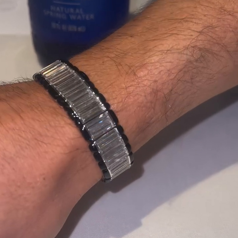 29ctw Baguette Cut White Sapphire Fashion Men's Bracelet