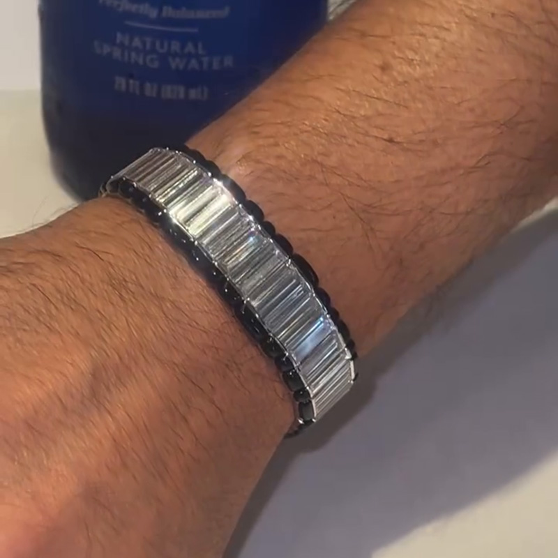 29ctw Baguette Cut White Sapphire Fashion Men's Bracelet