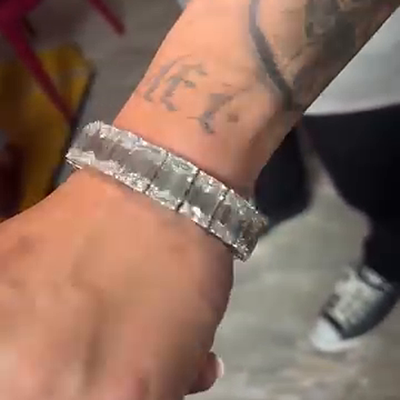 29ctw Emerald Cut White Sapphire Handmade Men's Bracelet