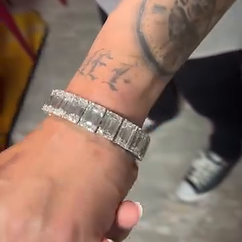 29ctw Emerald Cut White Sapphire Handmade Men's Bracelet