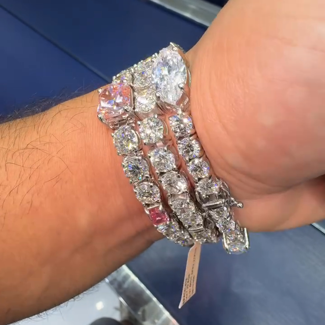 3-piece Sterling Silver Diamond Handmade Bracelet Set