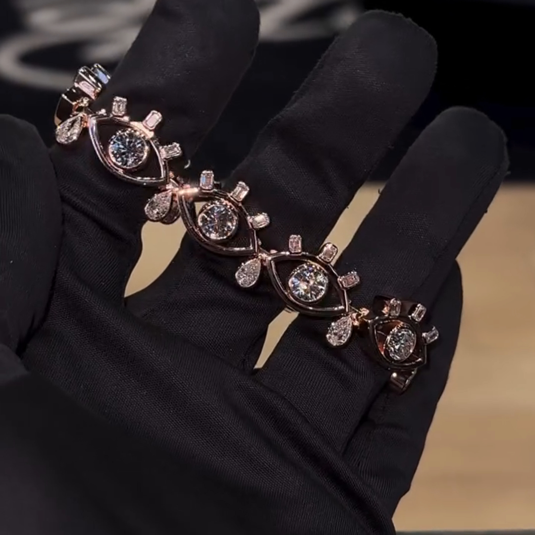 30ctw Round Cut Diamond Eye Shape Sterling Silver Plated Rose Gold Handmade Bracelet