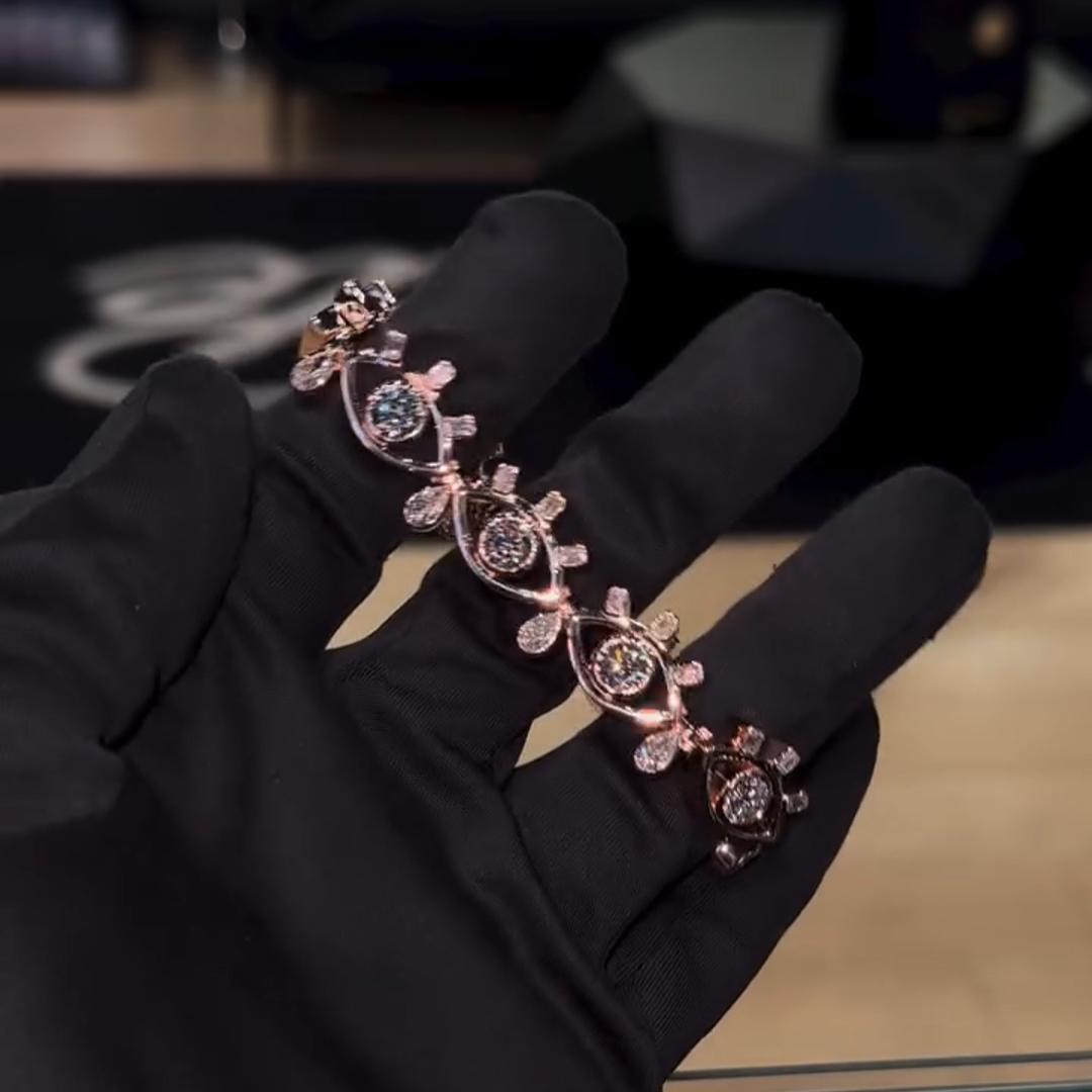 30ctw Round Cut Diamond Eye Shape Sterling Silver Plated Rose Gold Handmade Bracelet