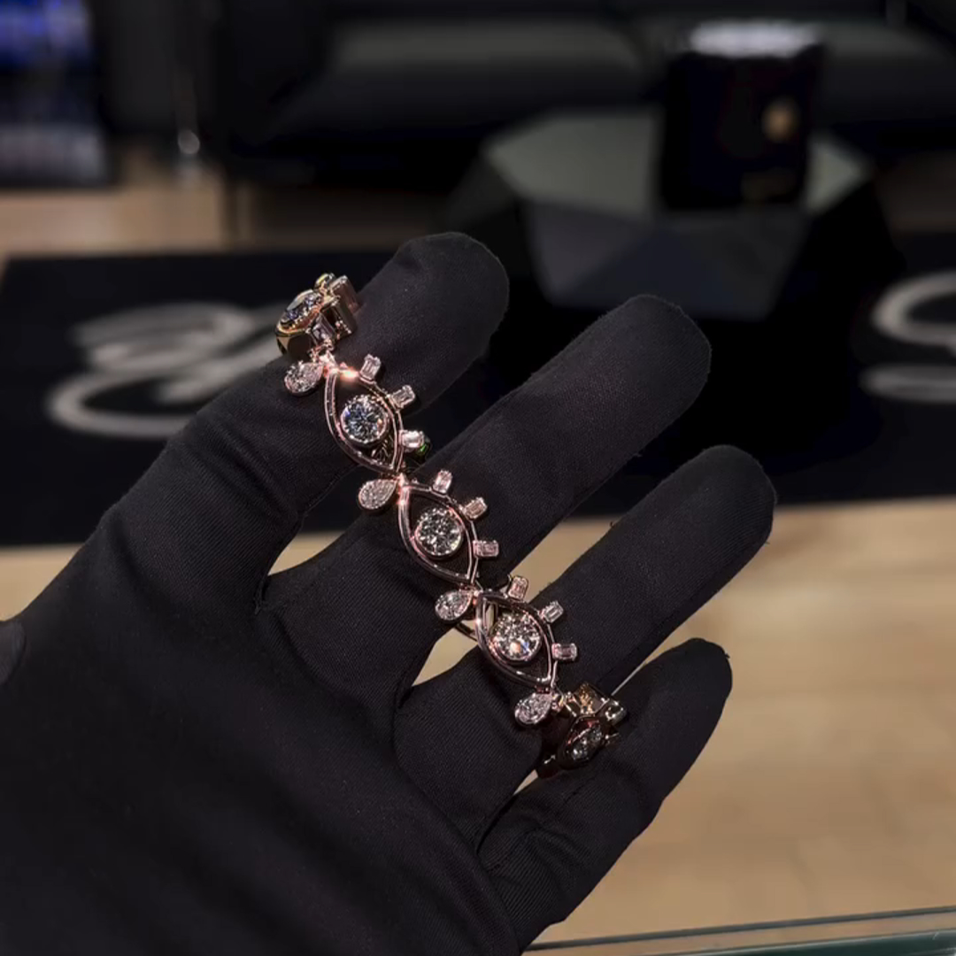 30ctw Round Cut Diamond Eye Shape Sterling Silver Plated Rose Gold Handmade Bracelet