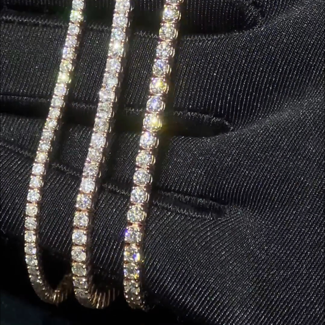 28ct Round Cut Diamond Handmade Sterling Silver Gold Plated Men's Bracelet