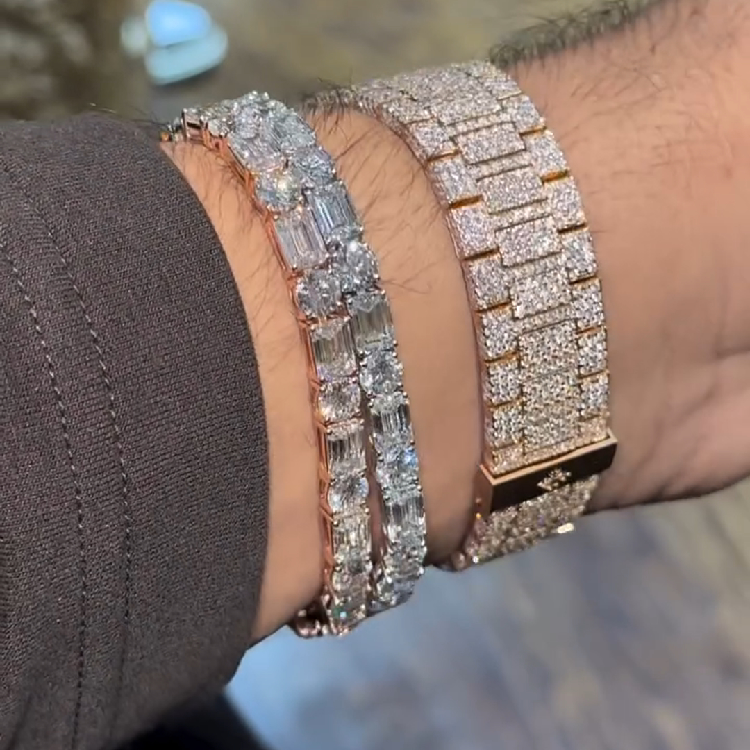 15ct Emerald Cut Zircon Sterling Silver Handmade Bracelets