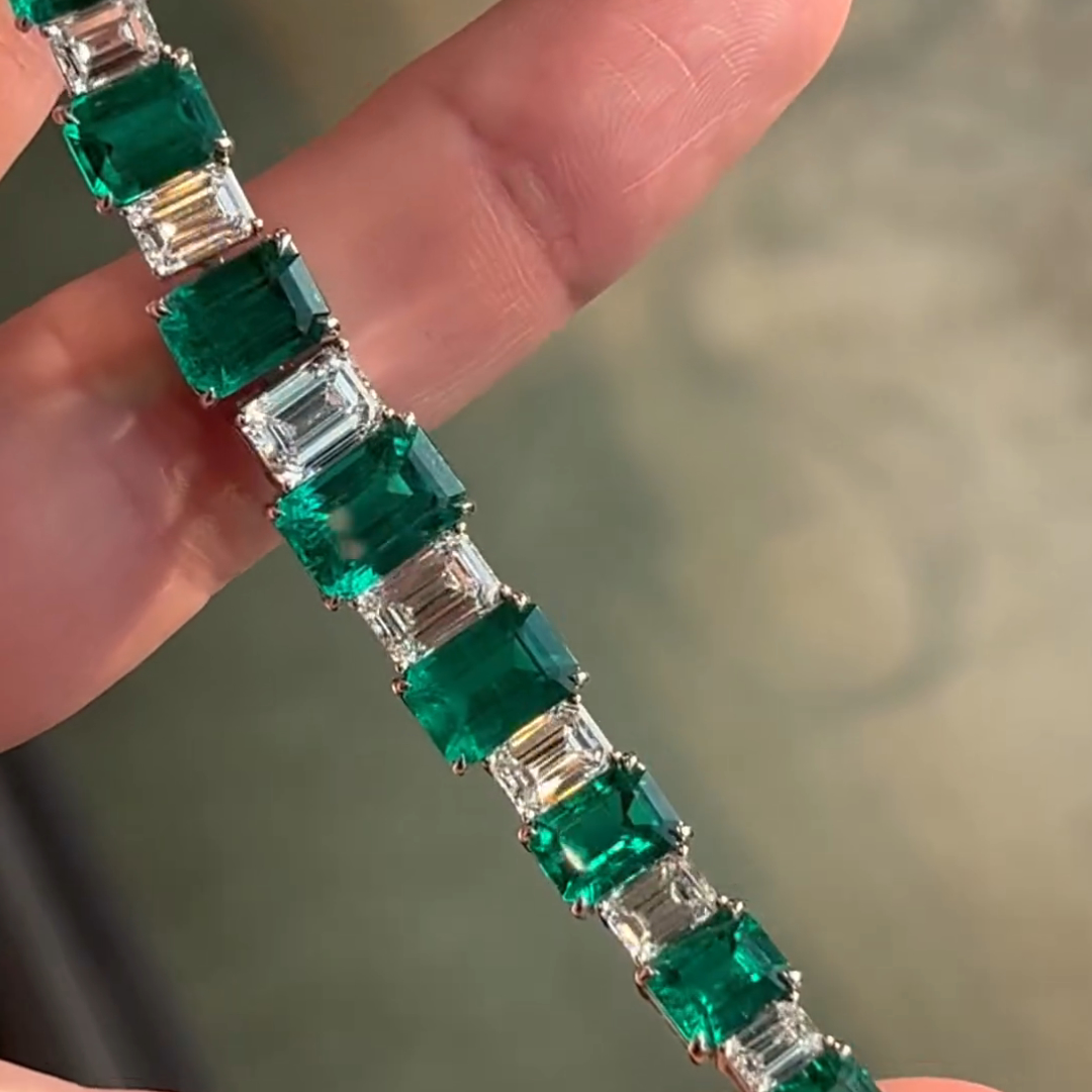 20ct cushion cut emerald sterling silver handmade bracelet