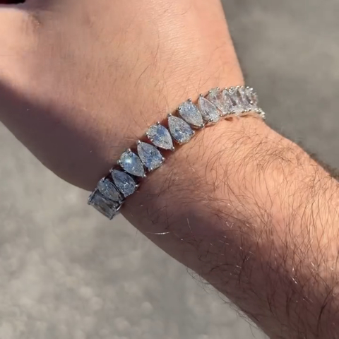 20ct Pear-cut Zircon Sterling Silver Handmade Bracelet