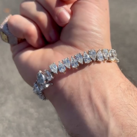 20ct Pear-cut Zircon Sterling Silver Handmade Bracelet