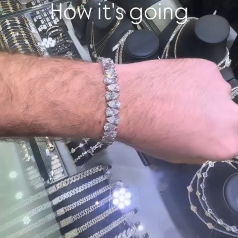 20ct Pear-cut Zircon Sterling Silver Handmade Bracelet