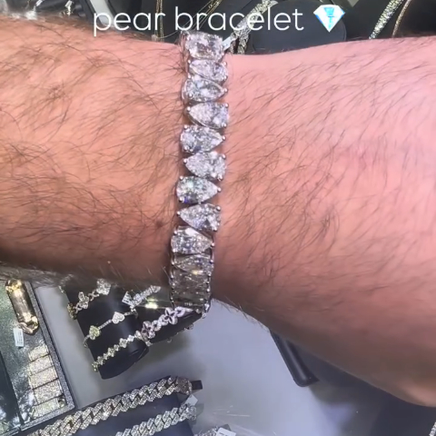 20ct Pear-cut Zircon Sterling Silver Handmade Bracelet