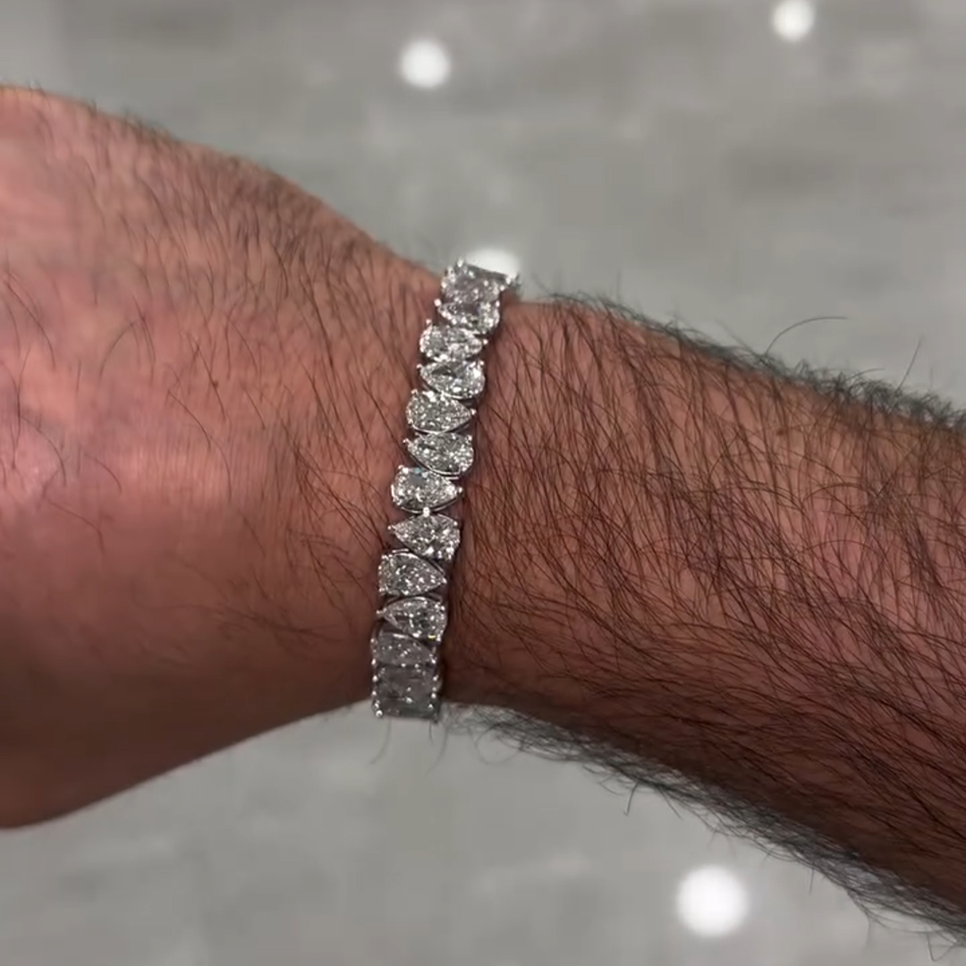 20ct Pear-cut Zircon Sterling Silver Handmade Bracelet