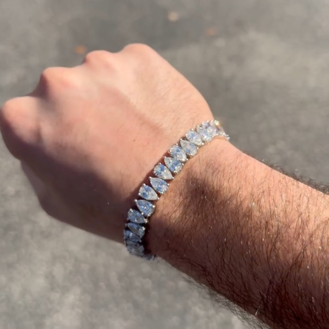 20ct Pear-cut Zircon Sterling Silver Handmade Bracelet