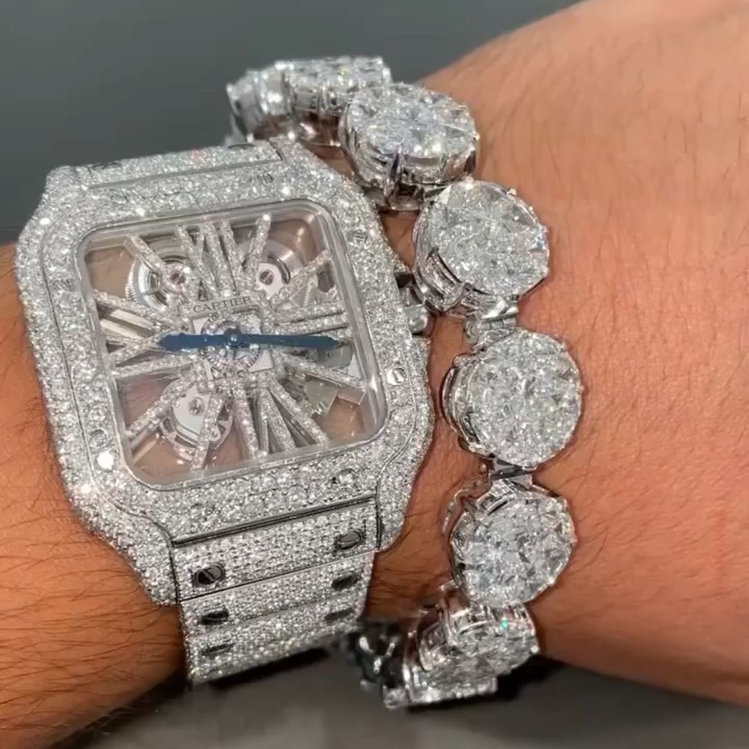 30ct Round-cut Diamond Handmade Sterling Silver Bracelet