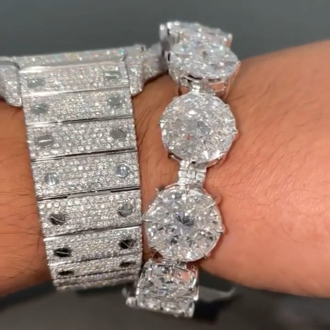 30ct Round-cut Diamond Handmade Sterling Silver Bracelet