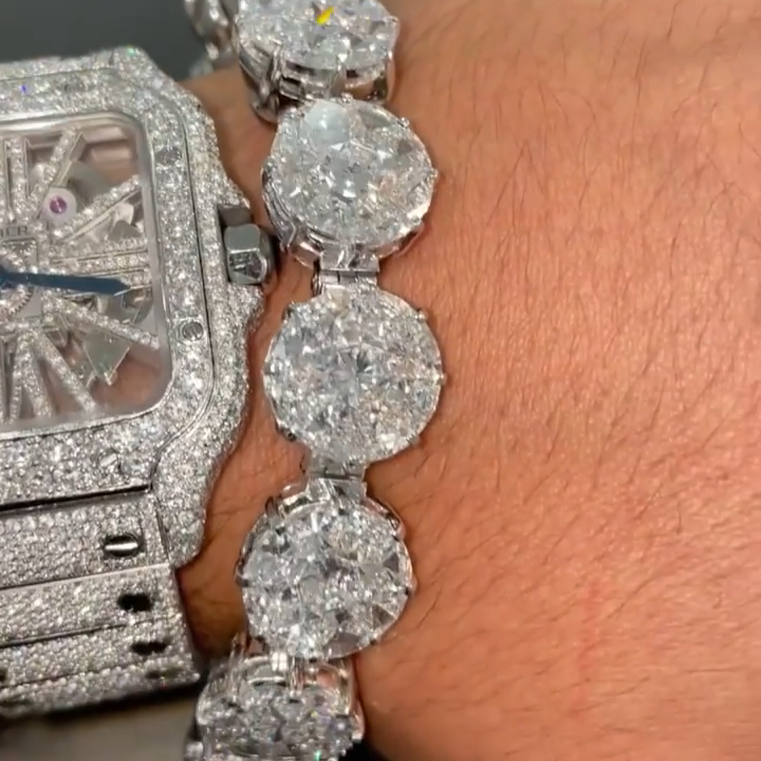 30ct Round-cut Diamond Handmade Sterling Silver Bracelet