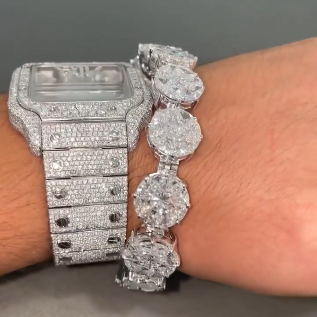 30ct Round-cut Diamond Handmade Sterling Silver Bracelet