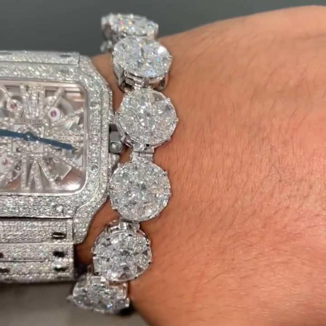 30ct Round-cut Diamond Handmade Sterling Silver Bracelet