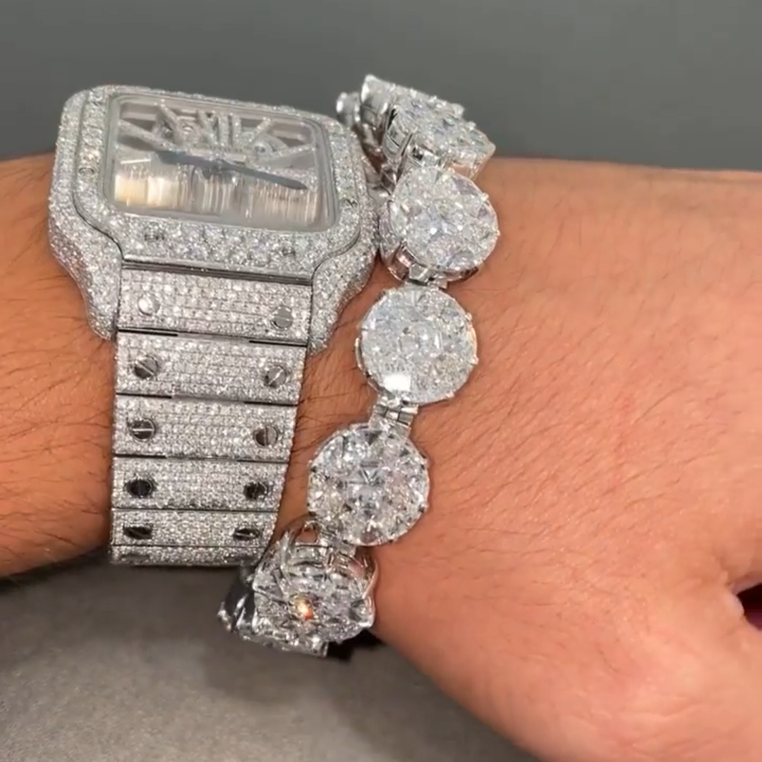 30ct Round-cut Diamond Handmade Sterling Silver Bracelet