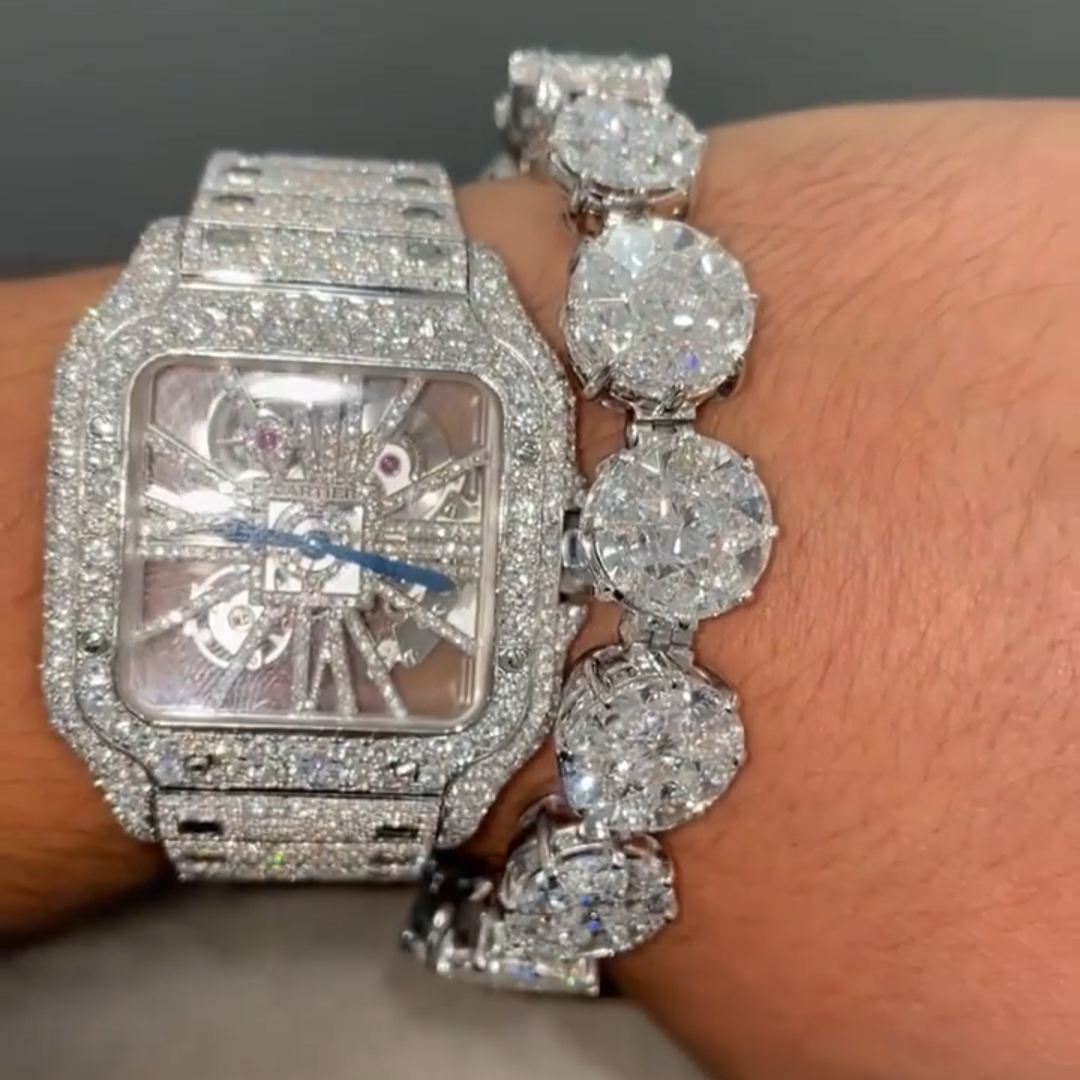 30ct Round-cut Diamond Handmade Sterling Silver Bracelet