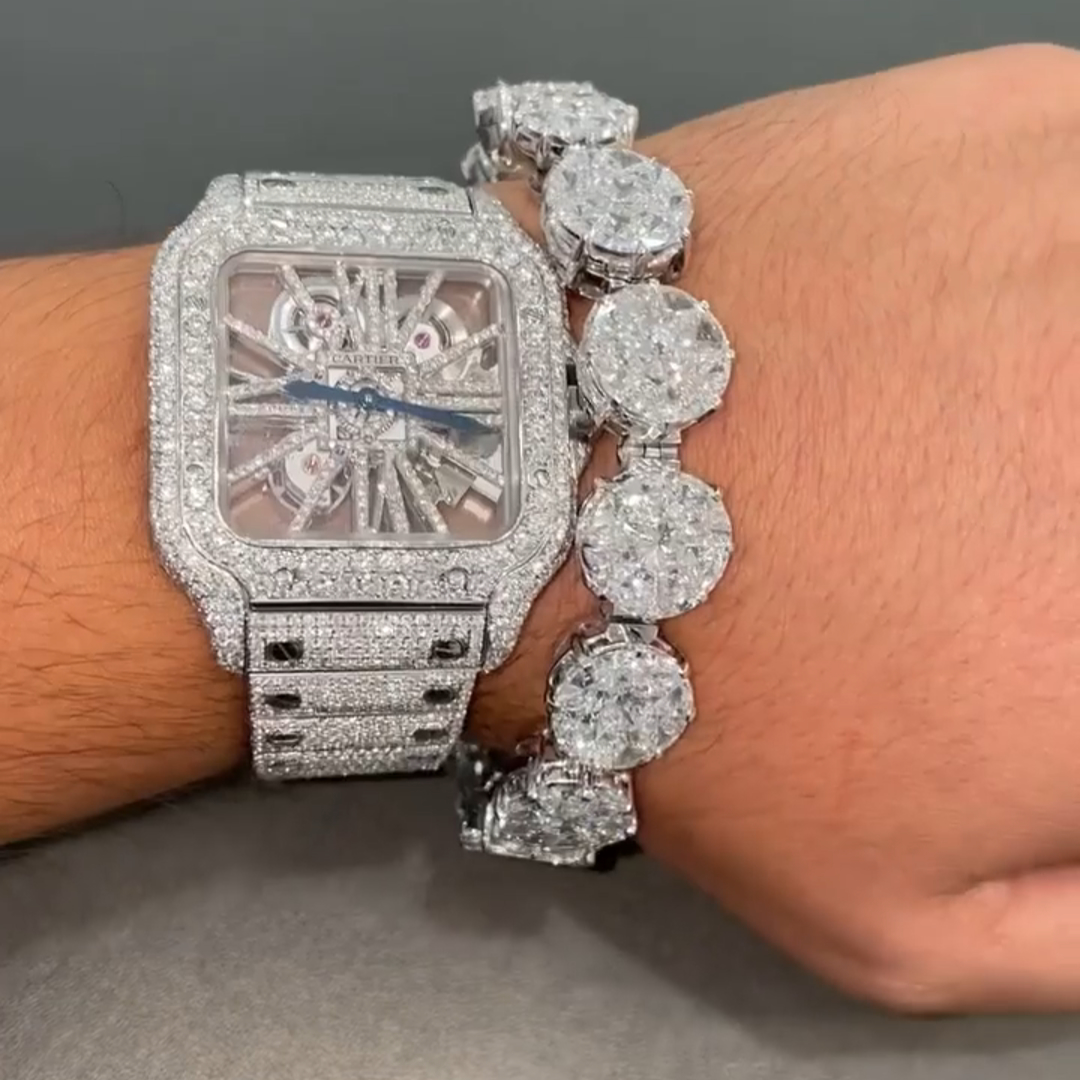 30ct Round-cut Diamond Handmade Sterling Silver Bracelet