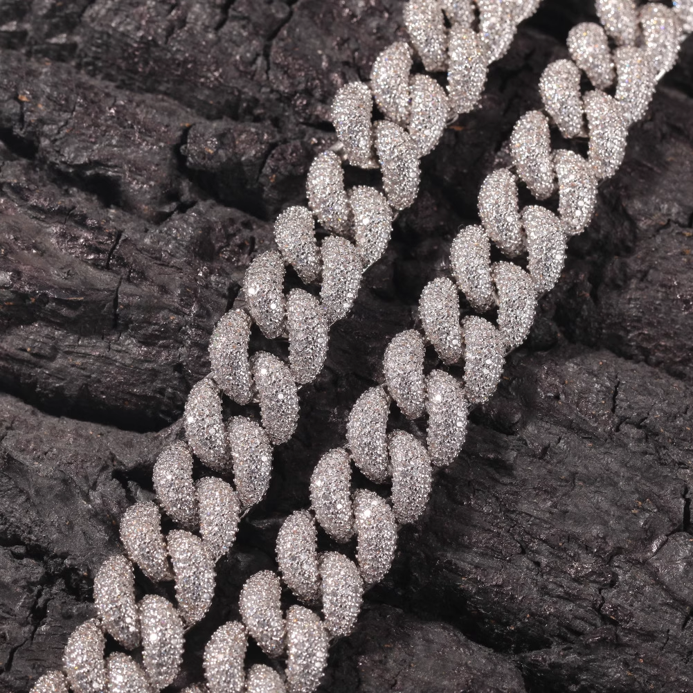 Hip Hop Zircon Cuban Bracelet High Density Full Inlay Necklace