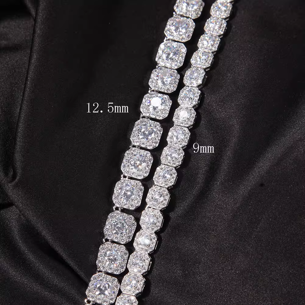 Fashion Hip-hop Clavicle Bracelet Square Zircon Trendy Rock Candy Necklace