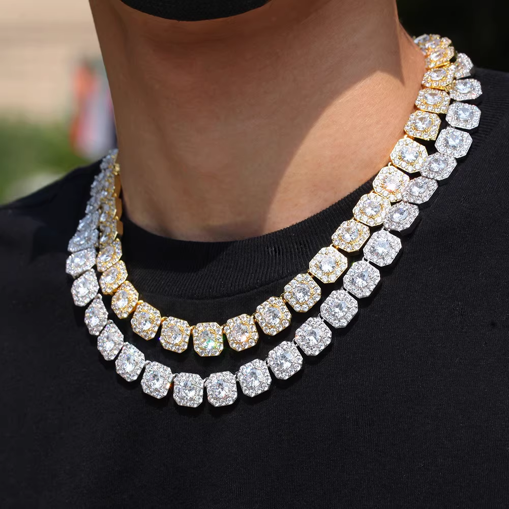 Fashion Hip-hop Clavicle Bracelet Square Zircon Trendy Rock Candy Necklace