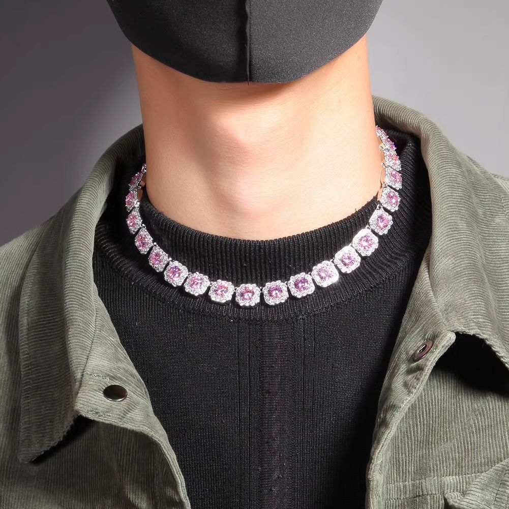 Fashion Hip-hop Clavicle Bracelet Square Zircon Trendy Rock Candy Necklace