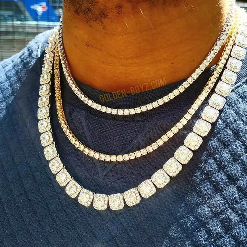 Fashion Hip-hop Clavicle Bracelet Square Zircon Trendy Rock Candy Necklace