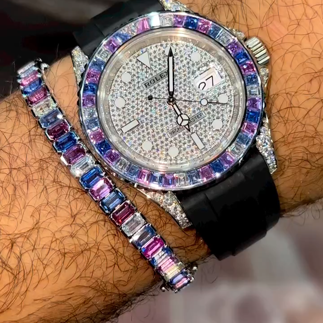 20ct Emerald Cut Diamond Sterling Silver Handmade Bracelet