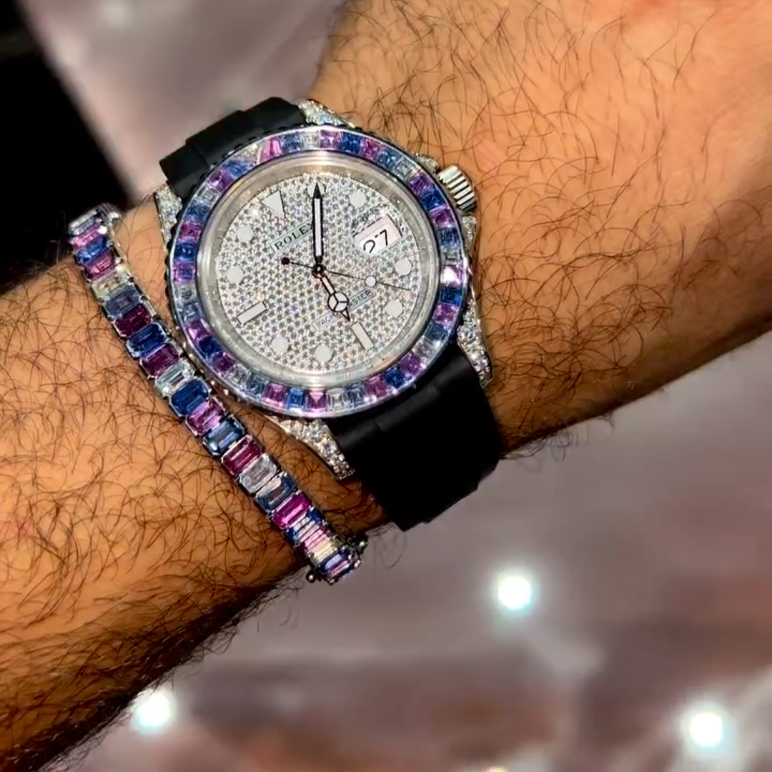 20ct Emerald Cut Diamond Sterling Silver Handmade Bracelet