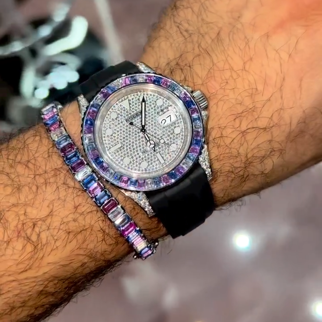 20ct Emerald Cut Diamond Sterling Silver Handmade Bracelet