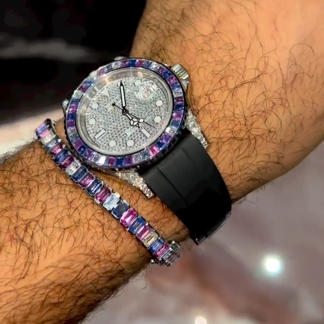 20ct Emerald Cut Diamond Sterling Silver Handmade Bracelet