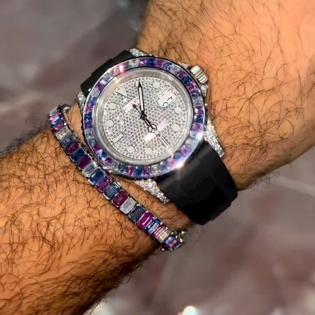 20ct Emerald Cut Diamond Sterling Silver Handmade Bracelet