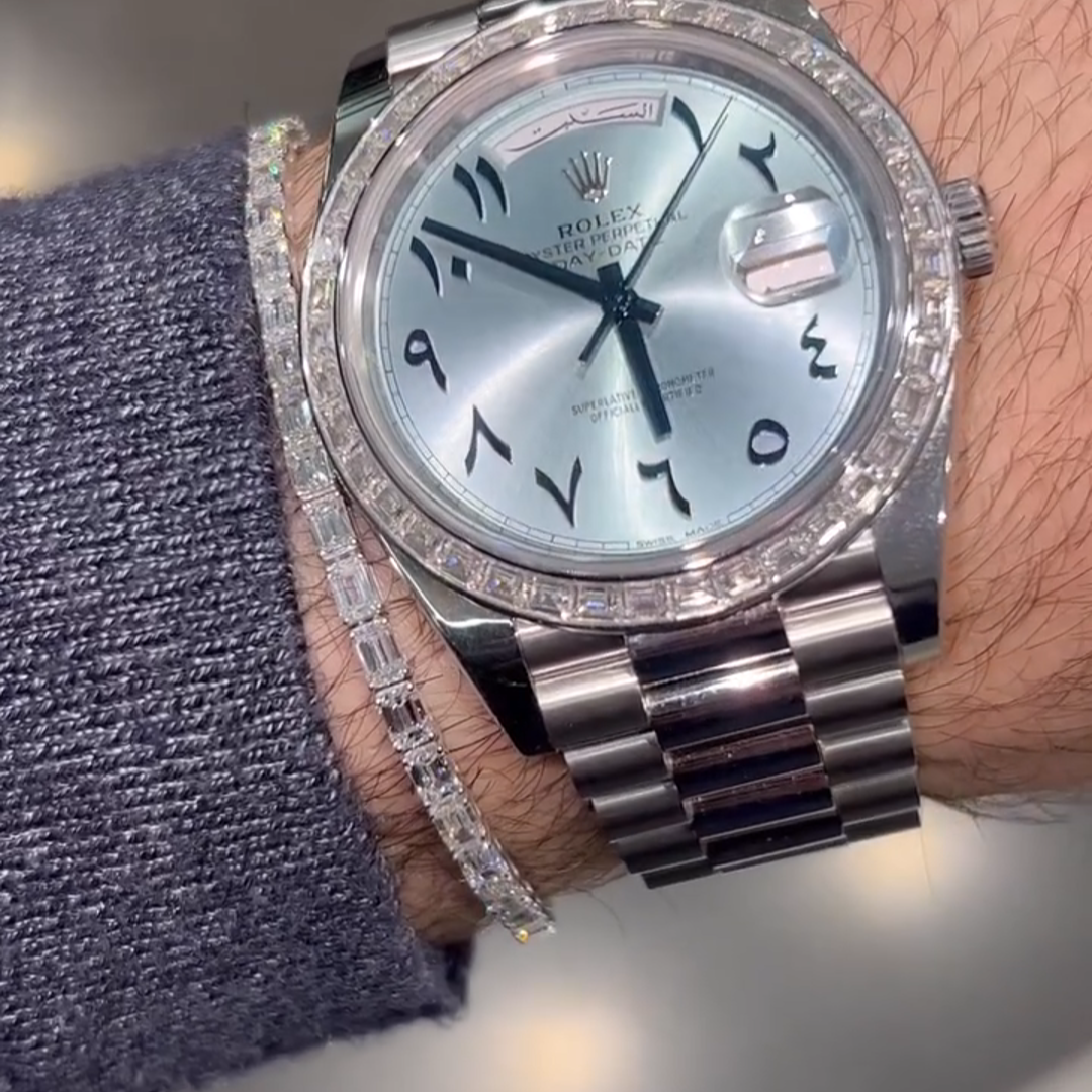 15ct Emerald-cut Diamond Sterling Silver Handmade Bracelet