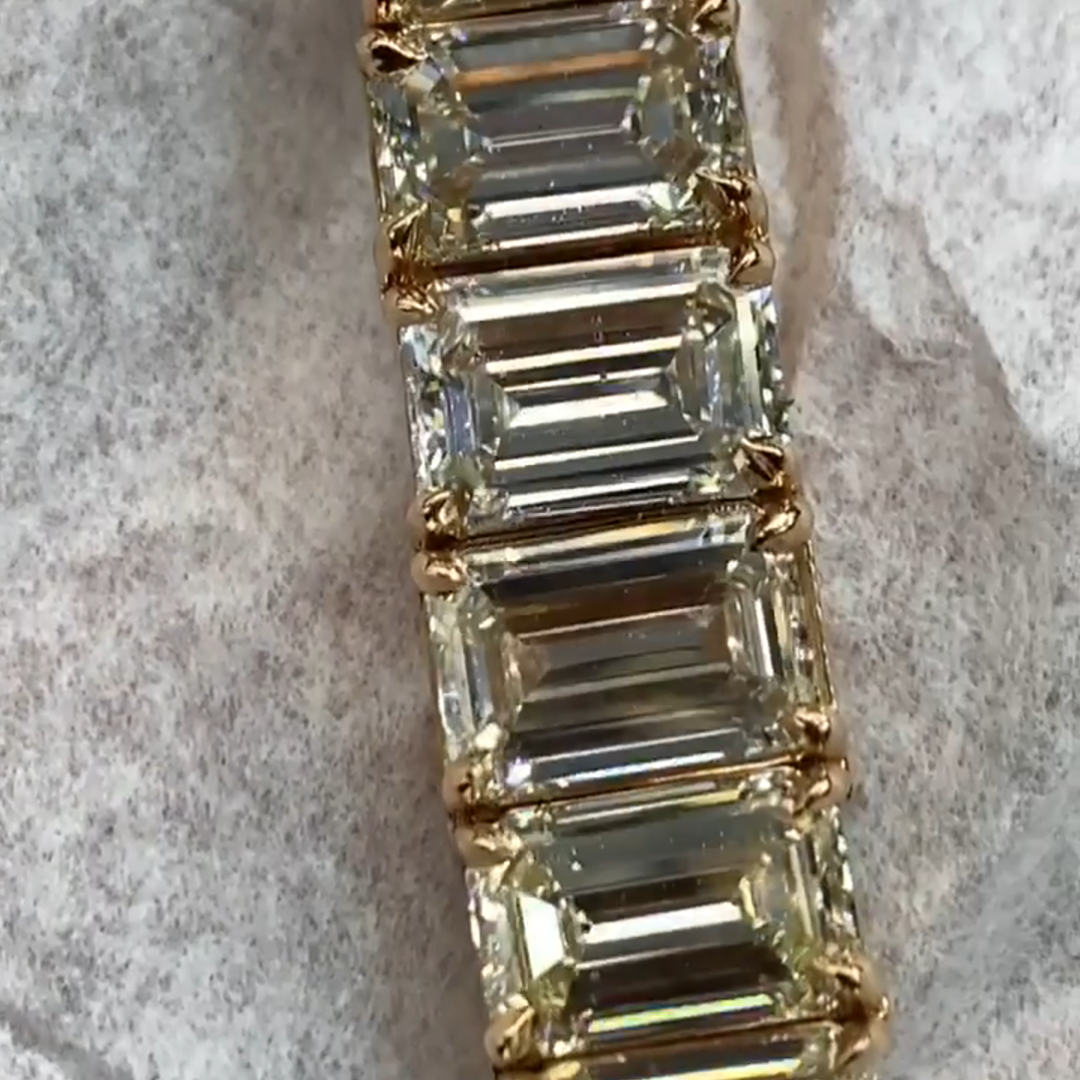 20ct Emerald-cut Diamond Sterling Silver Handmade Rose Gold-plated Bracelet