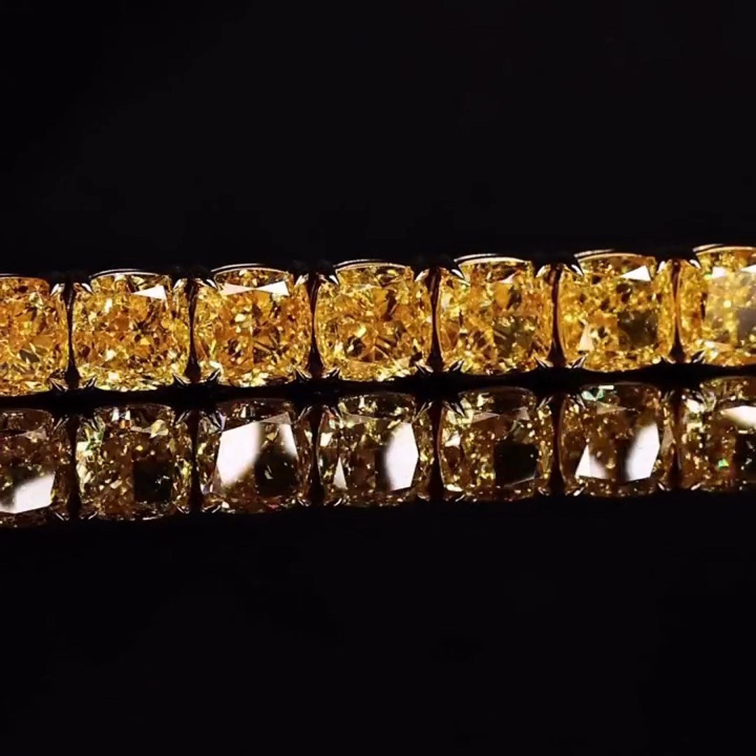 15ct Princess-cut Yellow Zircon Handmade Sterling Silver And Yellow Gold-plated Bracelet