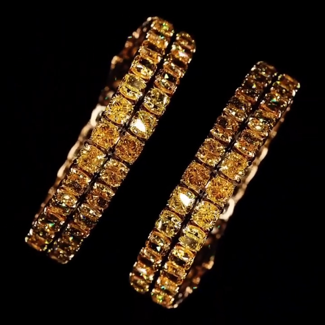 15ct Princess-cut Yellow Zircon Handmade Sterling Silver And Yellow Gold-plated Bracelet