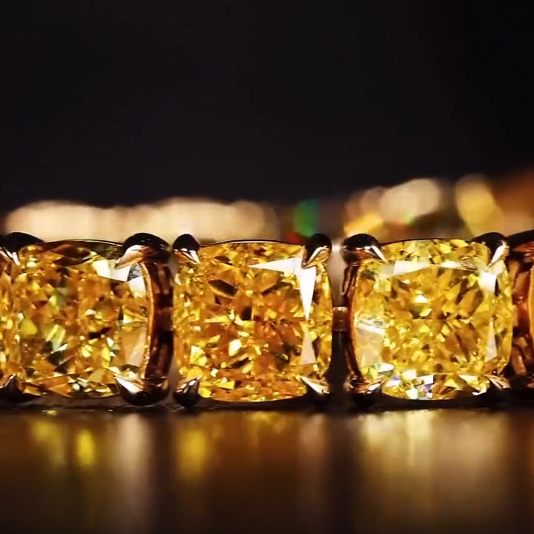 15ct Princess-cut Yellow Zircon Handmade Sterling Silver And Yellow Gold-plated Bracelet